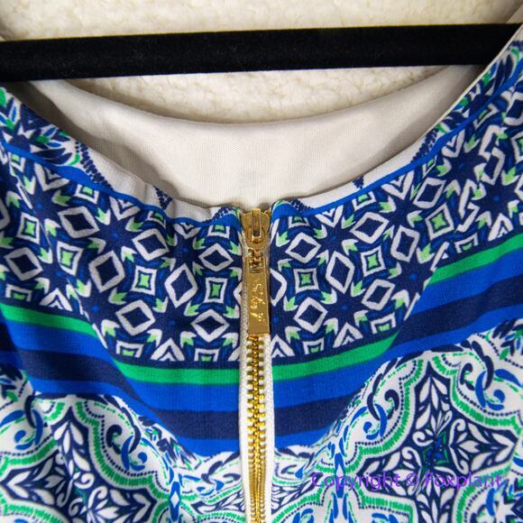 Eliza J Geo Striped Knit Dress blue gold‎ zipper, plus size 18W - Picture 10 of 12